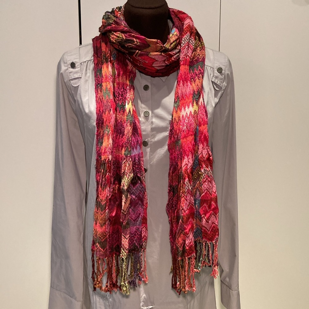 Scarf Zigzag Chevron 100% Rayon Boho Multi Color - image 8